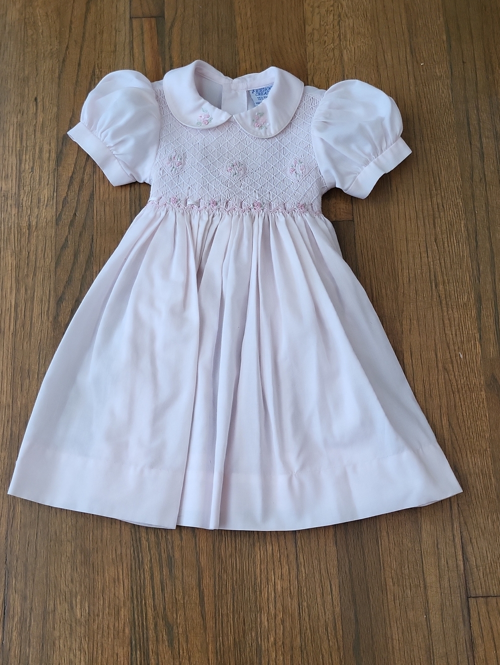 Classic Light Pink Smocked Peter Pan Collar Girls' Dress
